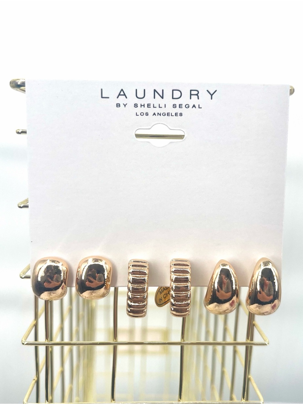 Laundry by Shelli Segal NWT 3 piece hoop gold tone earring set